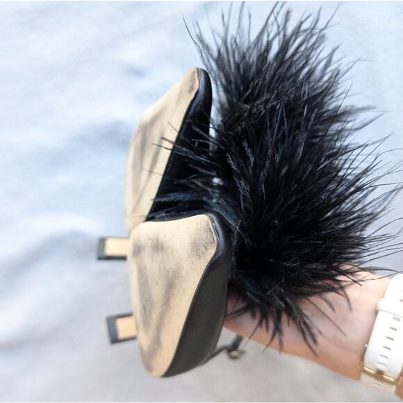 Sam Edelman Black Bianka Feather Pointed Toe Slingback Pump, size 7.5 - Picture 3 of 8